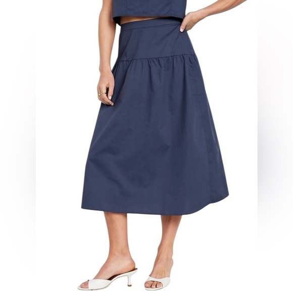 Old Navy Dusty Blue Drop Waist Midi Skirt Women’s Size 3X Boho feminine - Picture 4 of 12